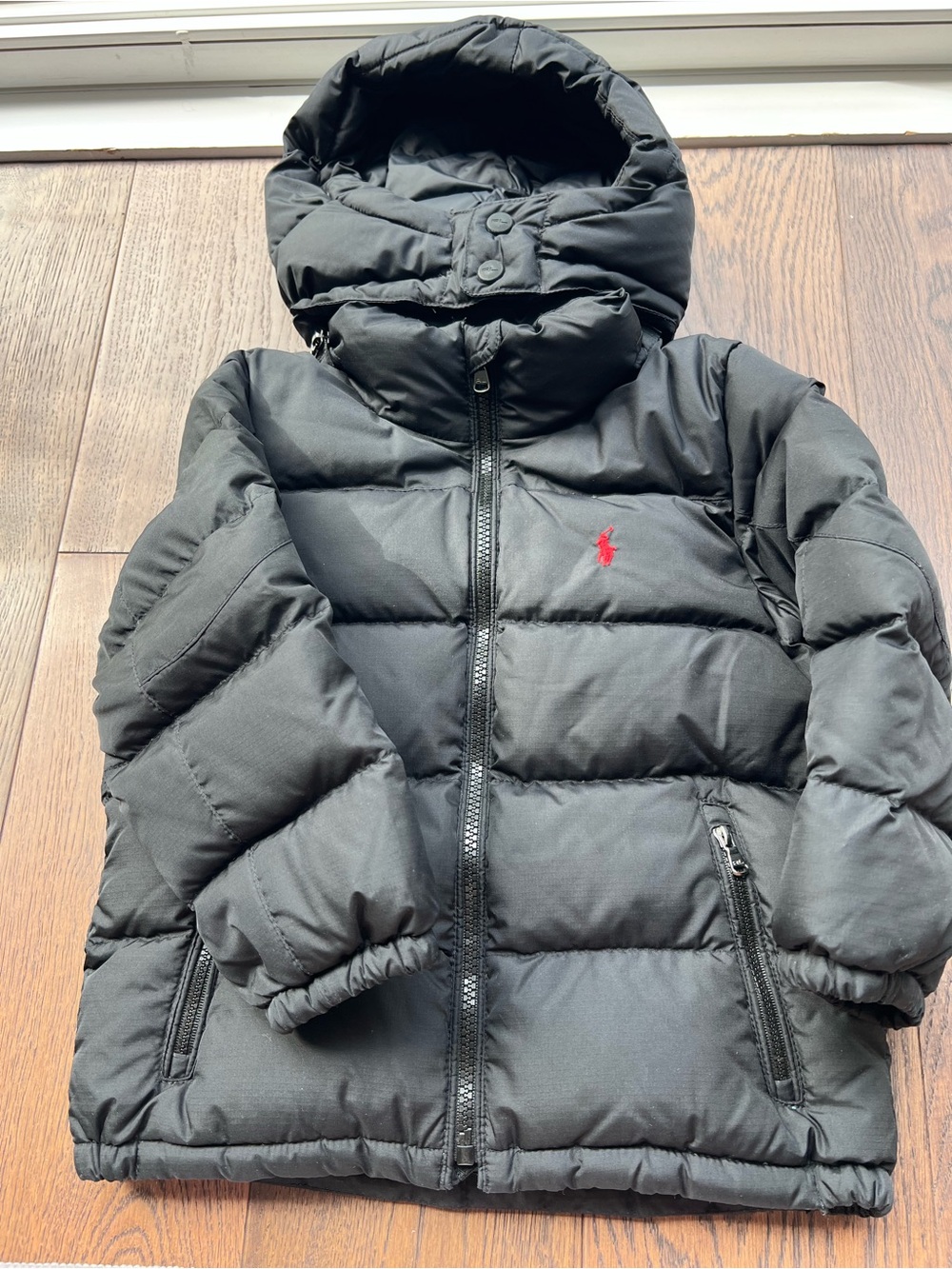 Polo by Ralph Lauren Black Puffer Jacket with Red Logo